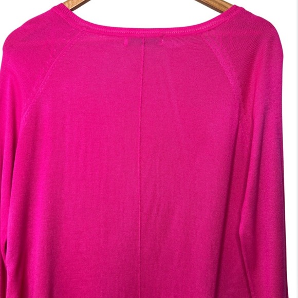 Zara Knit Womens Hot Pink High Low Raglan Sleeve Sweater Womens Medium Fuchsia - Picture 5 of 8